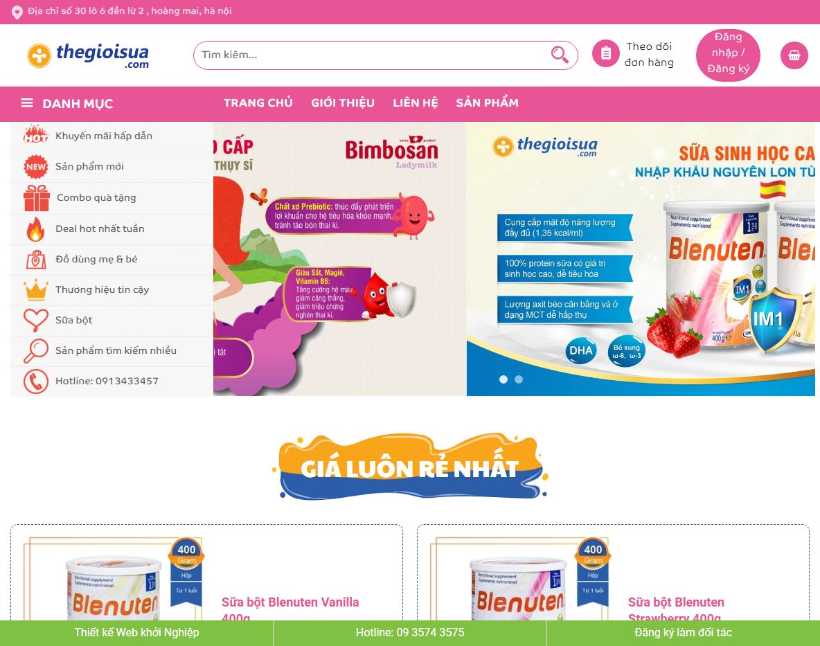 Theme wordpress bán sữa tã đồ em bé
