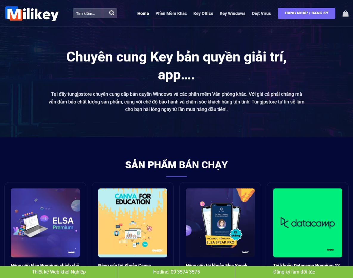 Giao diện theme wordpress bán tài khoản và phần mềm