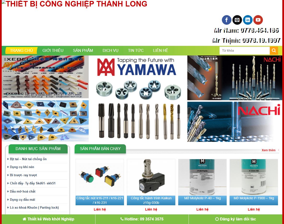 Giao diện theme wordpress bán thiết bị mài công nghiệp