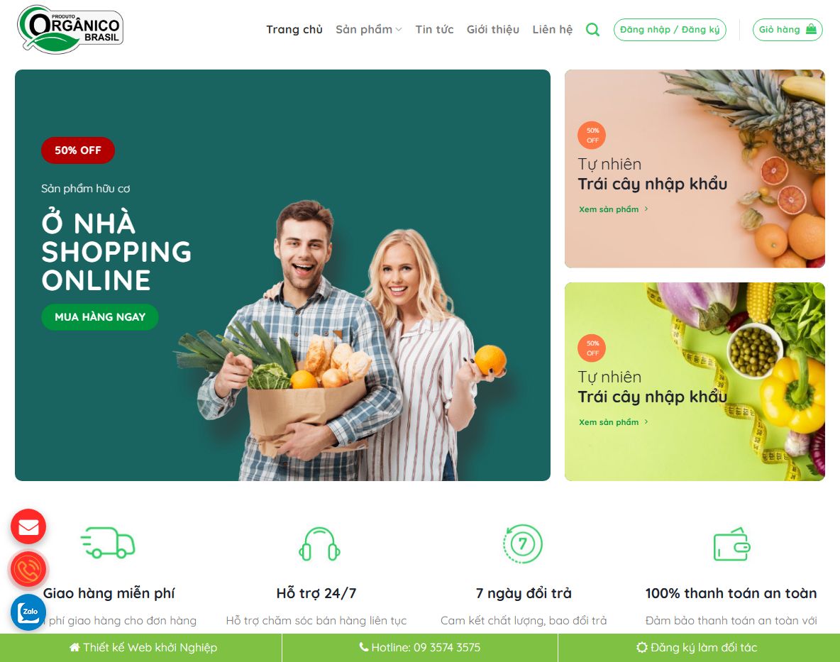 Giao diện Theme wordpress bán thực phẩm sạch 04