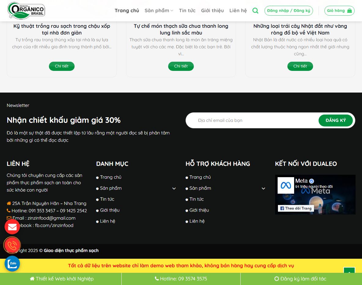 Tính năng nổi bật của Theme wordpress bán thực phẩm sạch 04