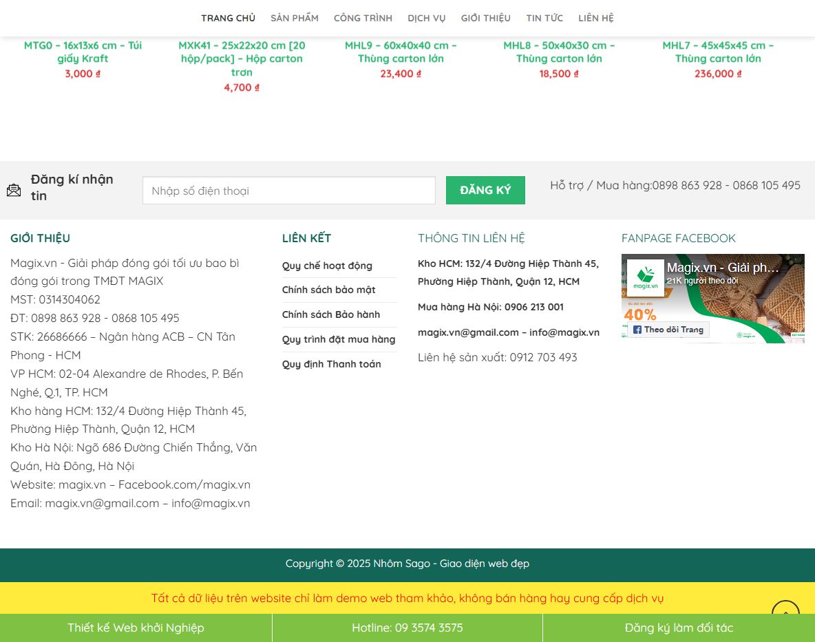 Giao diện responsive theme wordpress bán thùng carton