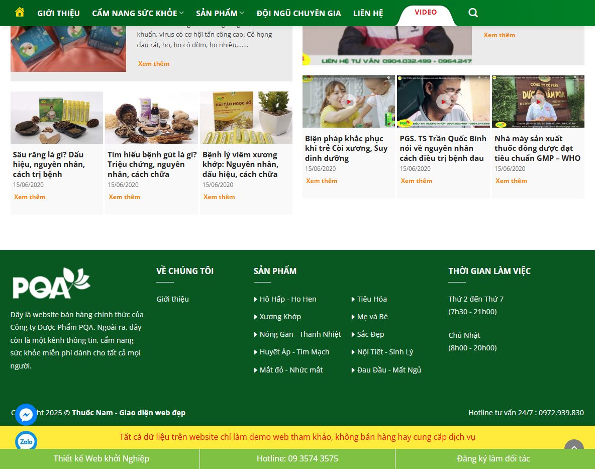Giao diện mobile Theme wordpress bán thuốc nam 01