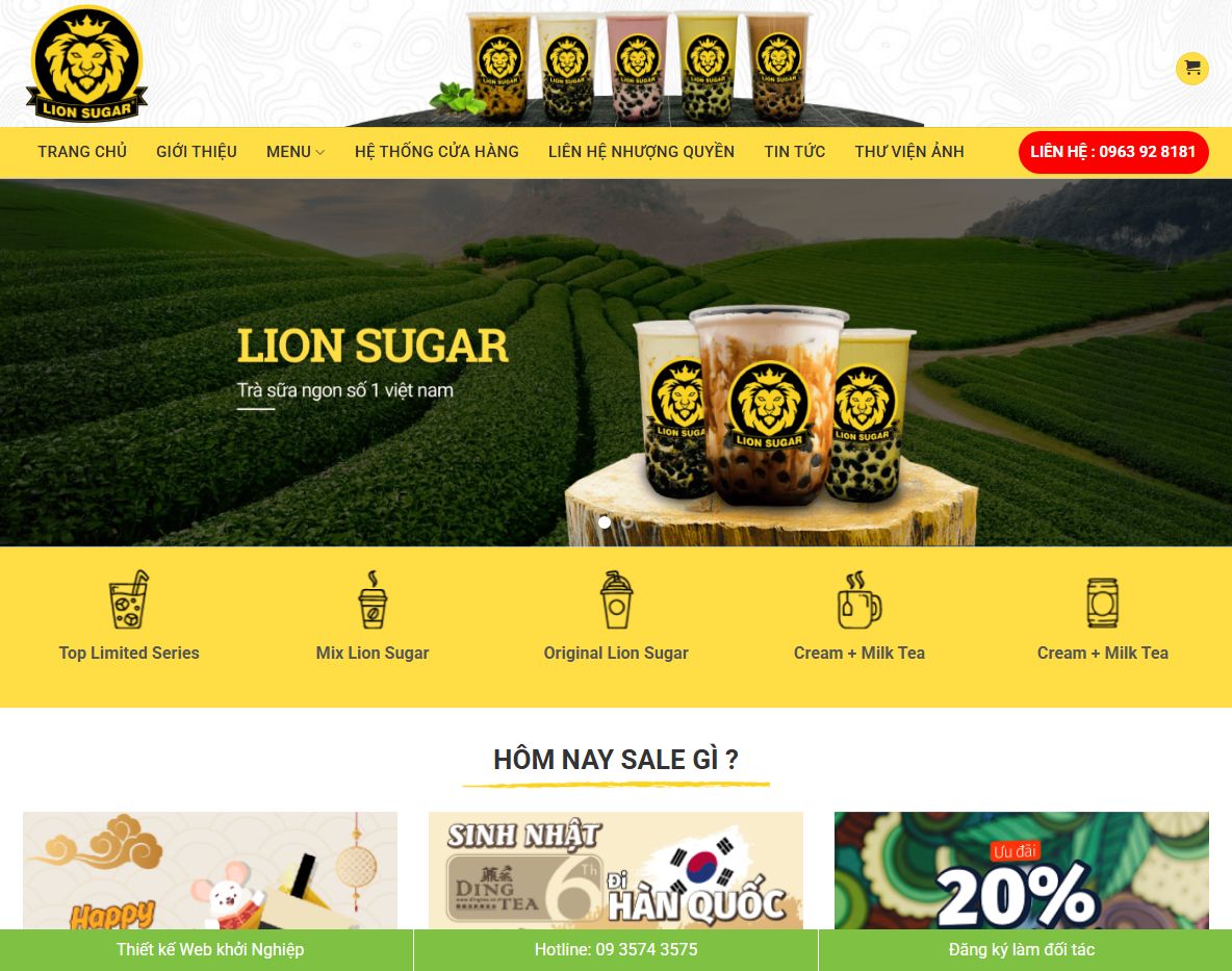 Giao diện Theme WordPress bán trà sữa 02