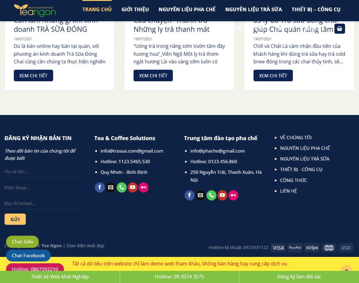 Demo theme wordpress bán trà sữa