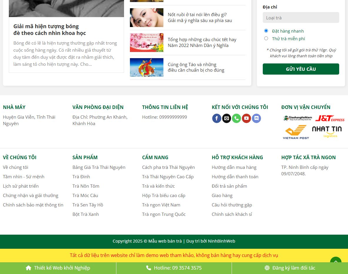 Tính năng quản trị Theme wordpress bán trà xanh 03