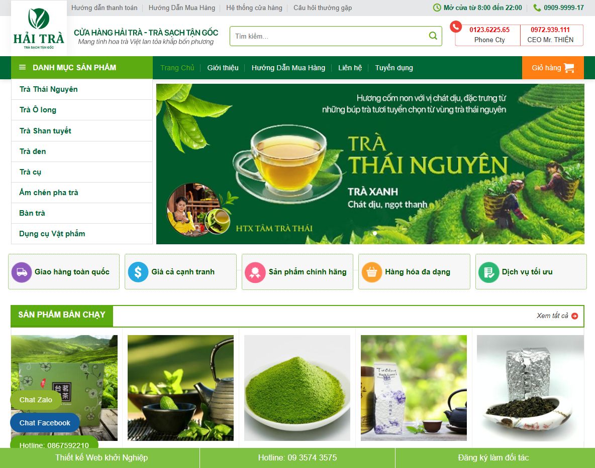 Theme WordPress bán trà xanh chuyên nghiệp