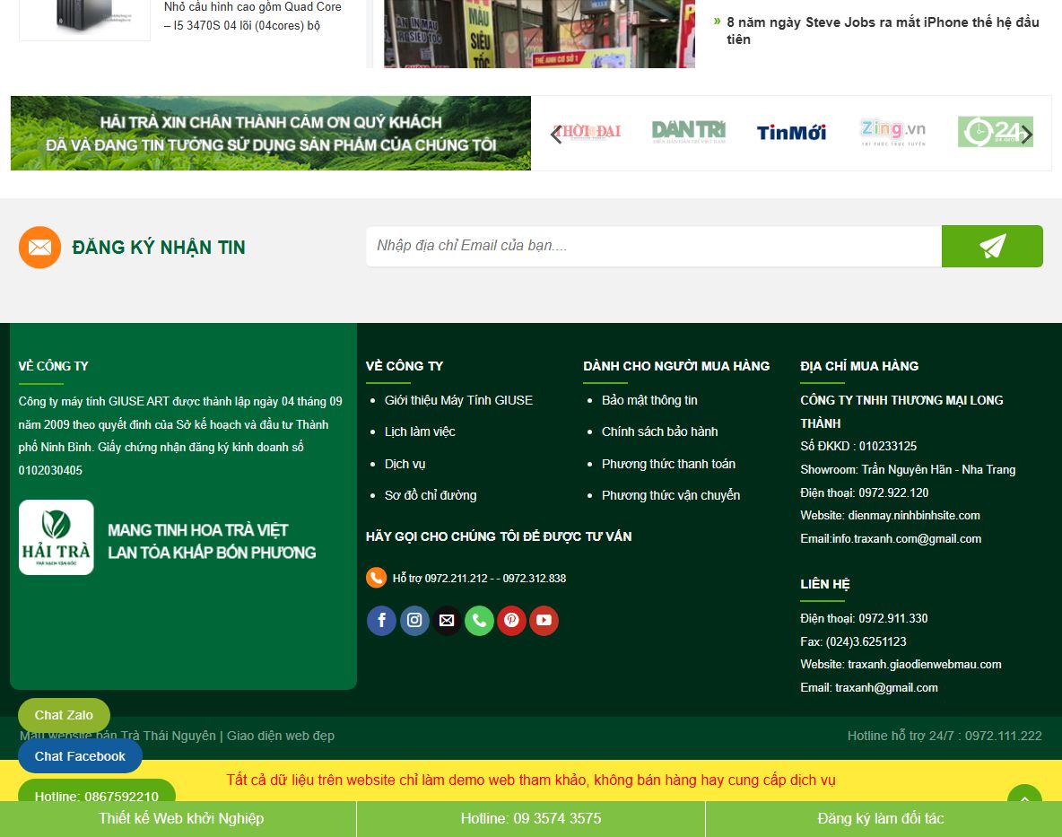 Giao diện responsive của theme bán trà xanh