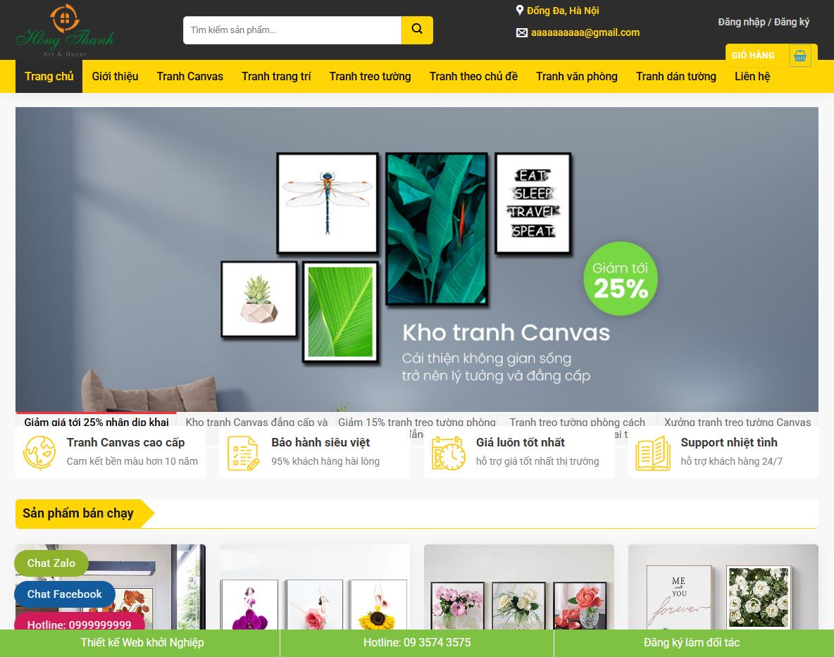 Giao diện theme wordpress bán tranh treo tường