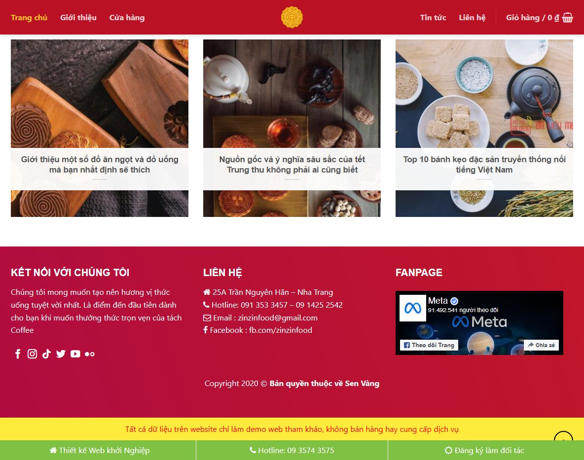 Giao diện responsive theme bán bánh