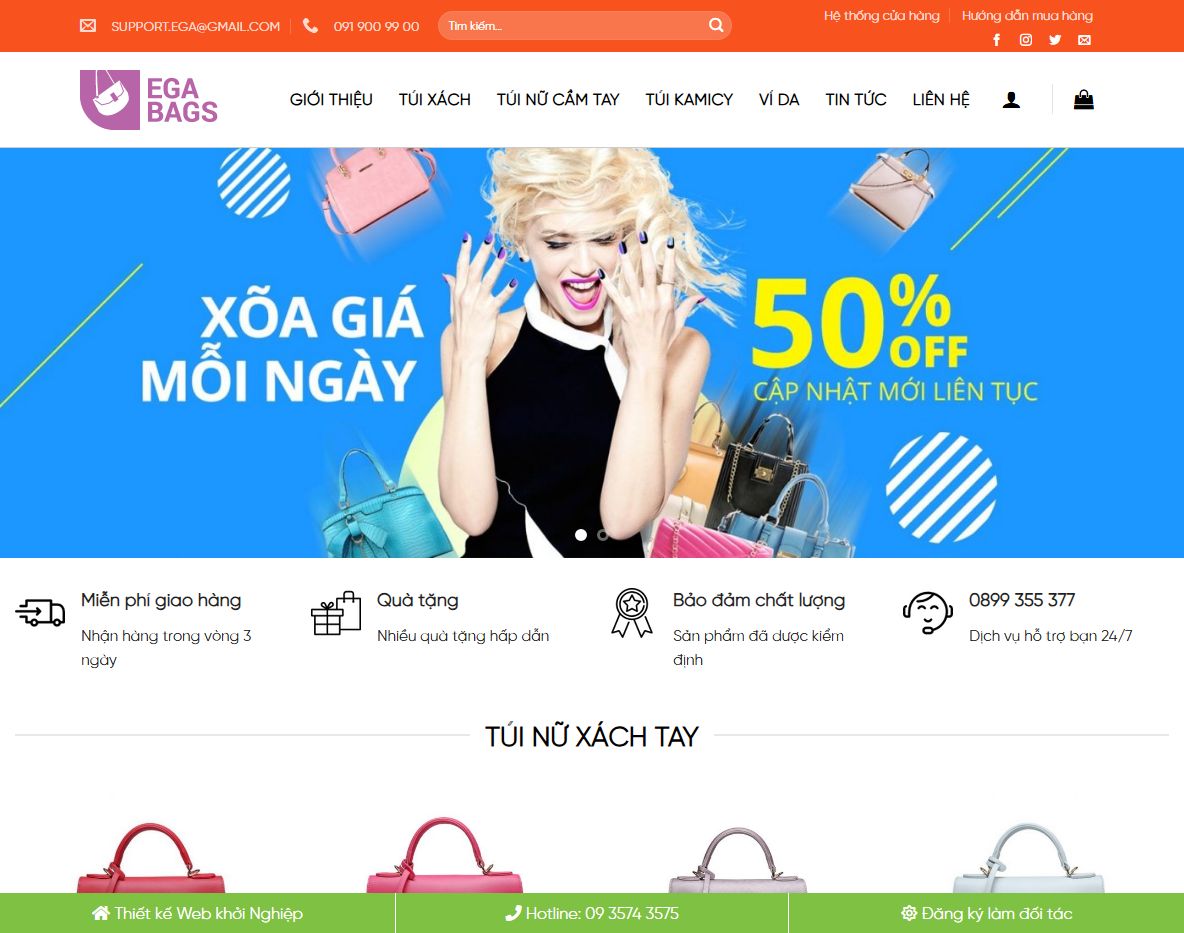 Theme WordPress bán túi xách chuyên nghiệp