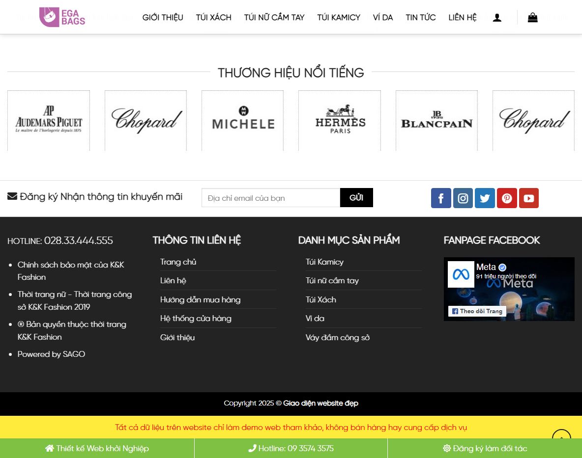 Giao diện quản trị theme WordPress bán túi xách