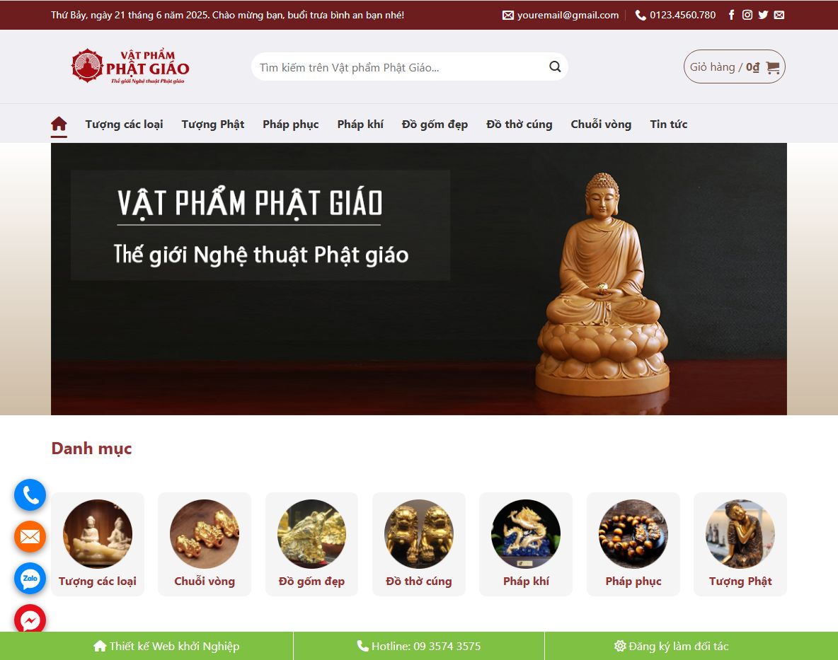 Giao diện theme wordpress bán vật phẩm thờ cúng
