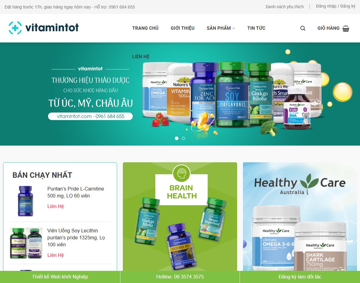 Giao diện theme wordpress bán vitamin