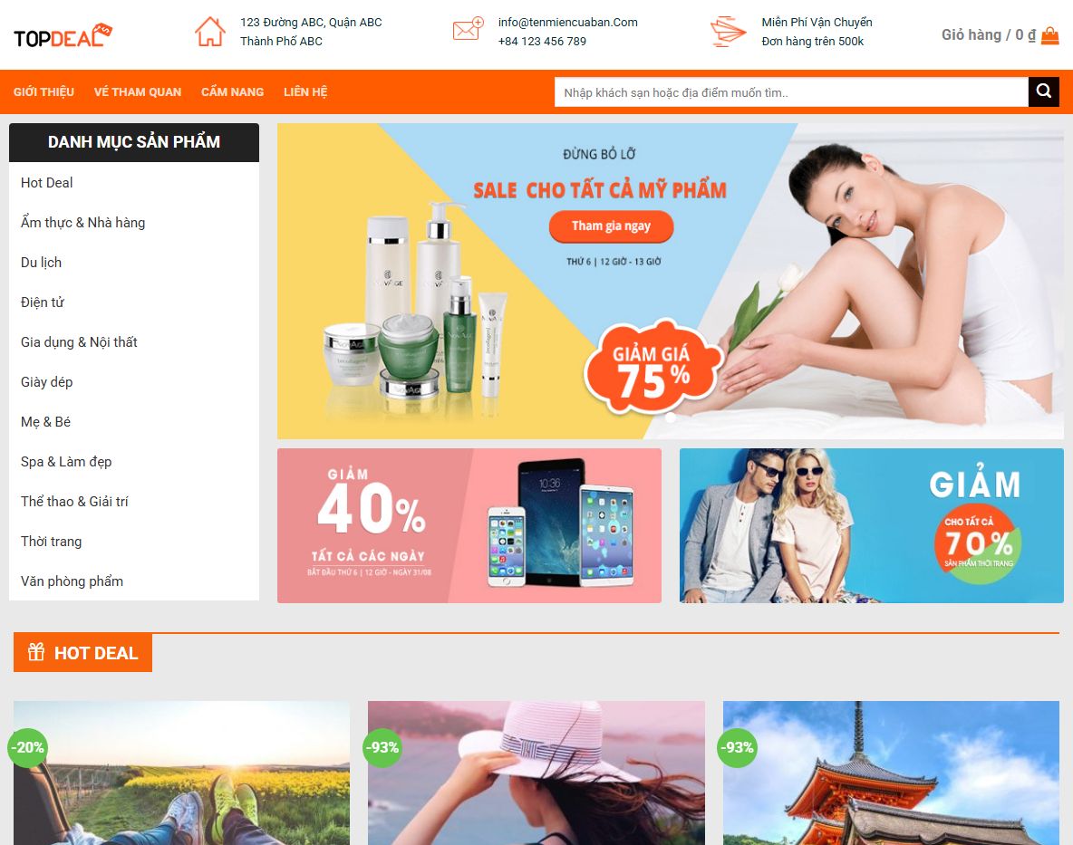 Giao diện theme wordpress bán voucher