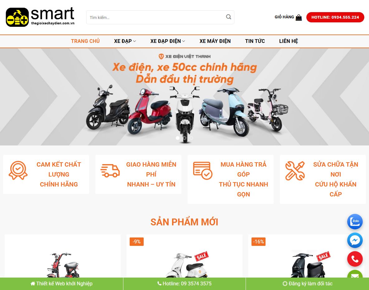 Theme WordPress bán xe điện chuyên nghiệp
