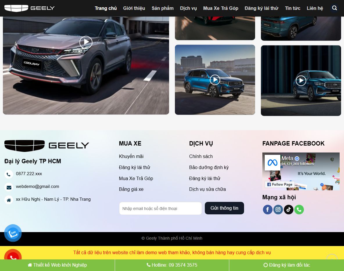 Tính năng theme wordpress bán xe geely
