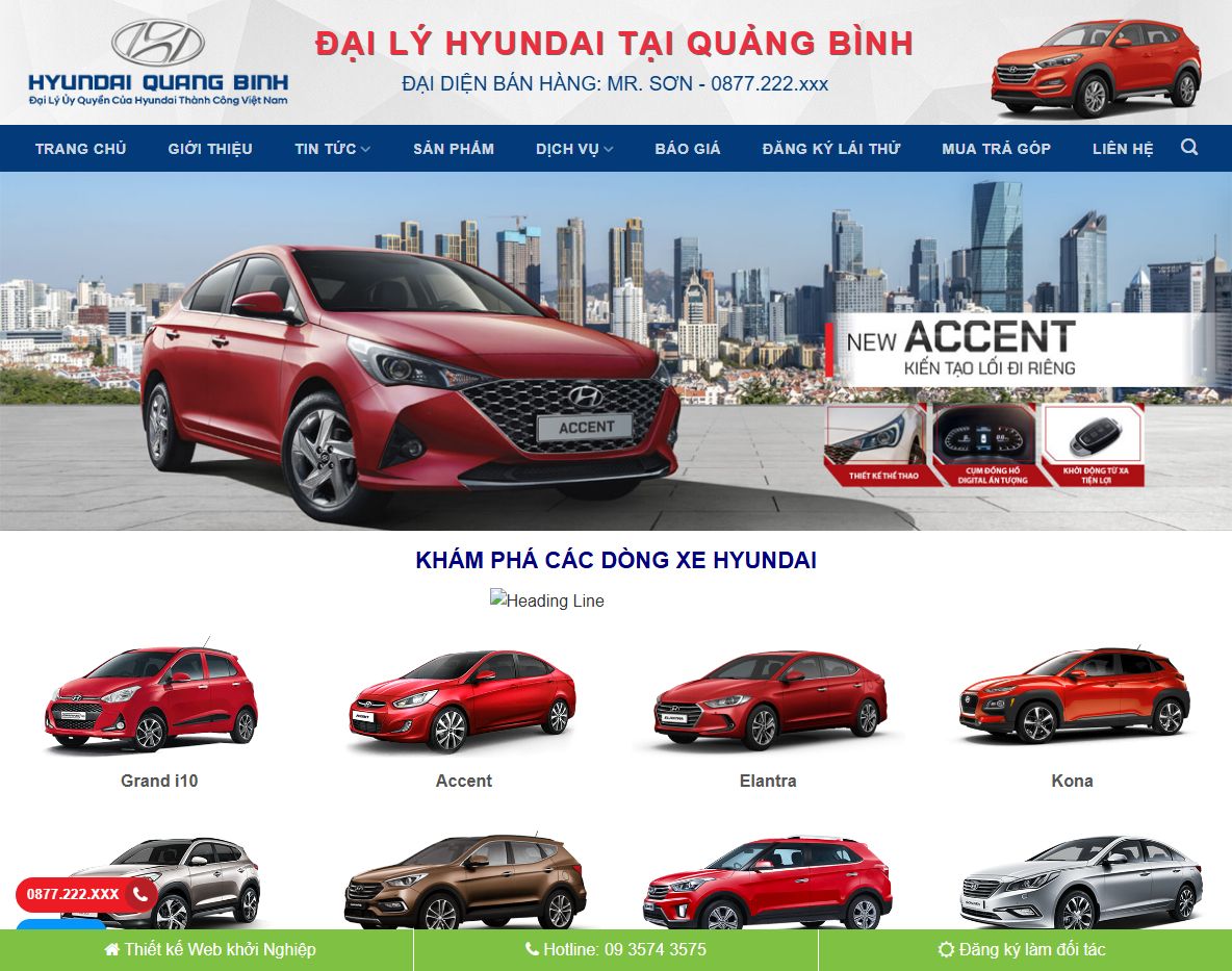 Giao diện Theme WordPress bán xe Hyundai 01