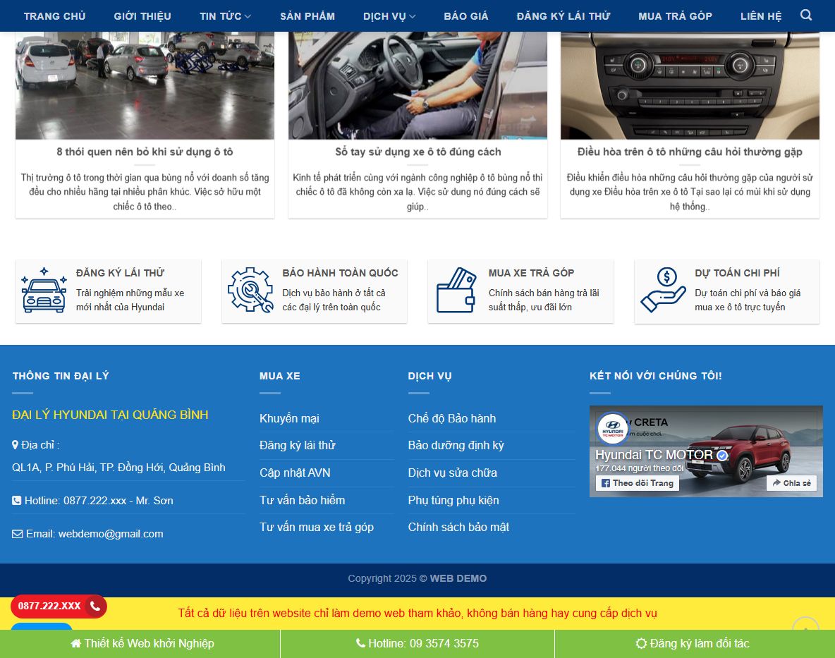 Tính năng marketing của Theme WordPress bán xe Hyundai 01