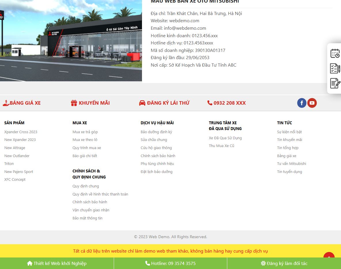Tính năng Theme wordpress bán xe mitsubishi 01