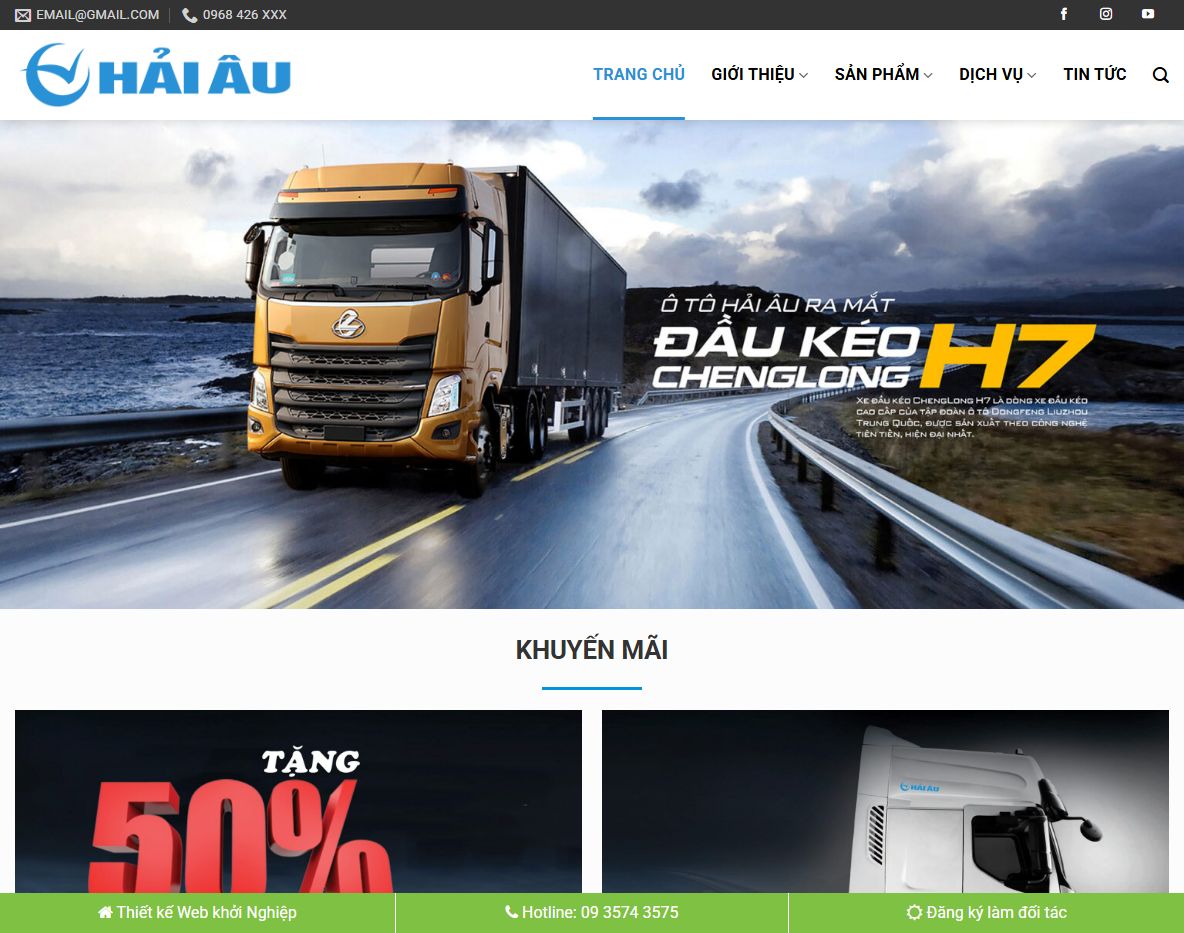 Giao diện theme wordpress bán xe tải