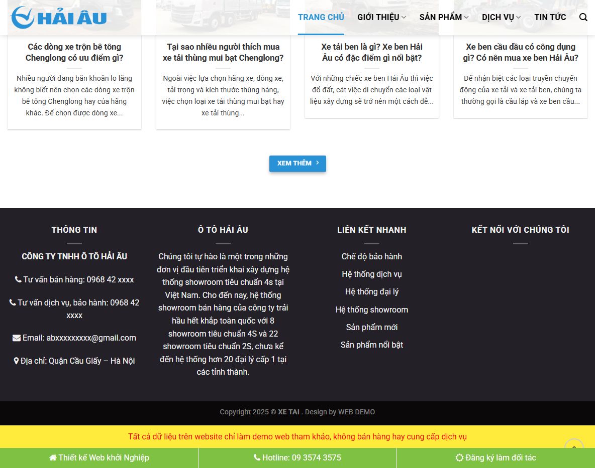 Tính năng theme wordpress xe tải