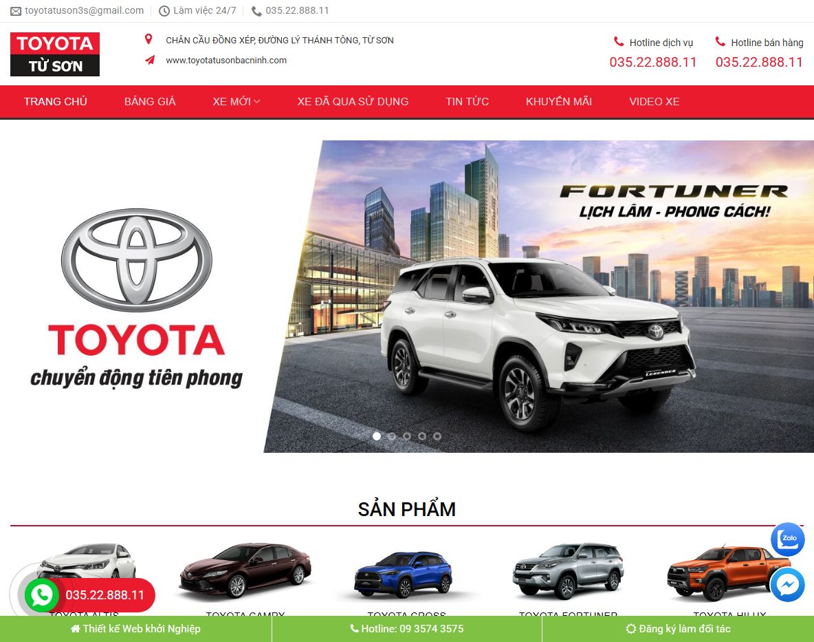 Giao diện Theme WordPress bán xe Toyota 02