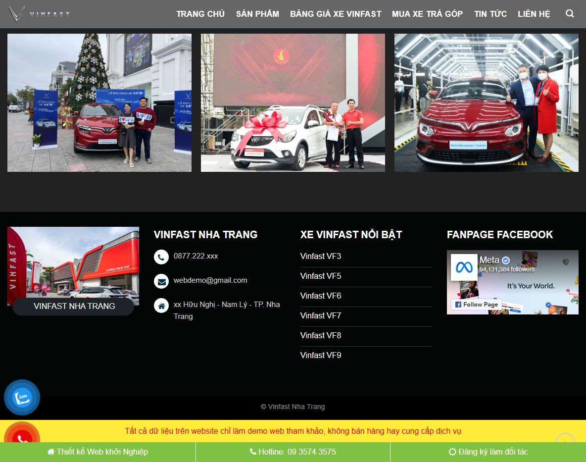 Tính năng Theme wordpress bán xe vinfast 01