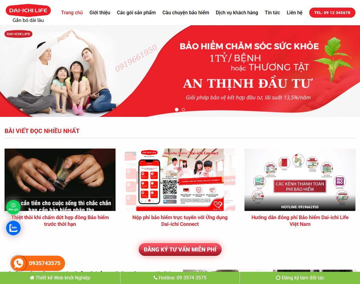 Giao diện theme wordpress bảo hiểm daichi