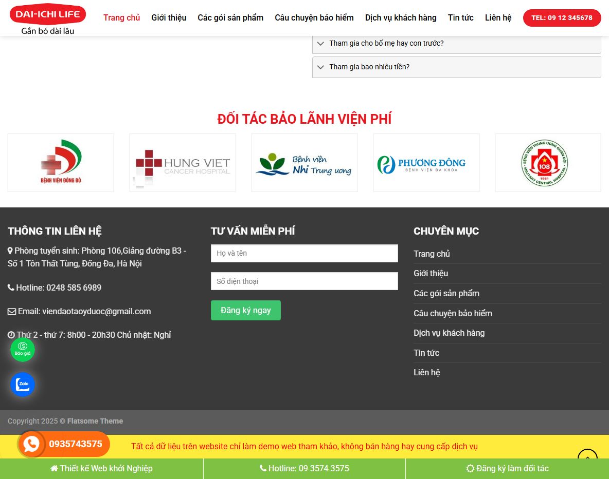 Giao diện quản trị theme wordpress bảo hiểm daichi