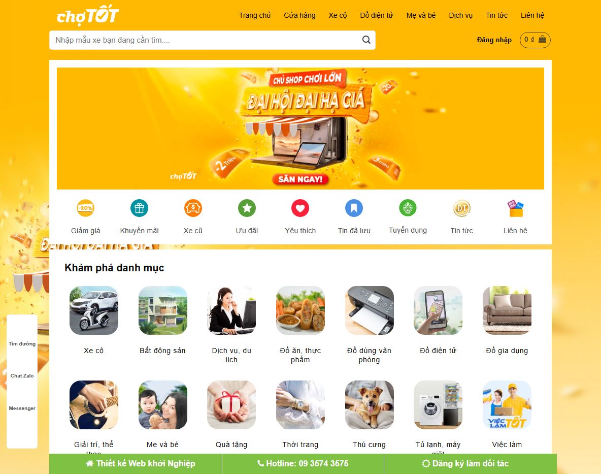 Giao diện Theme WordPress Chợ Tốt