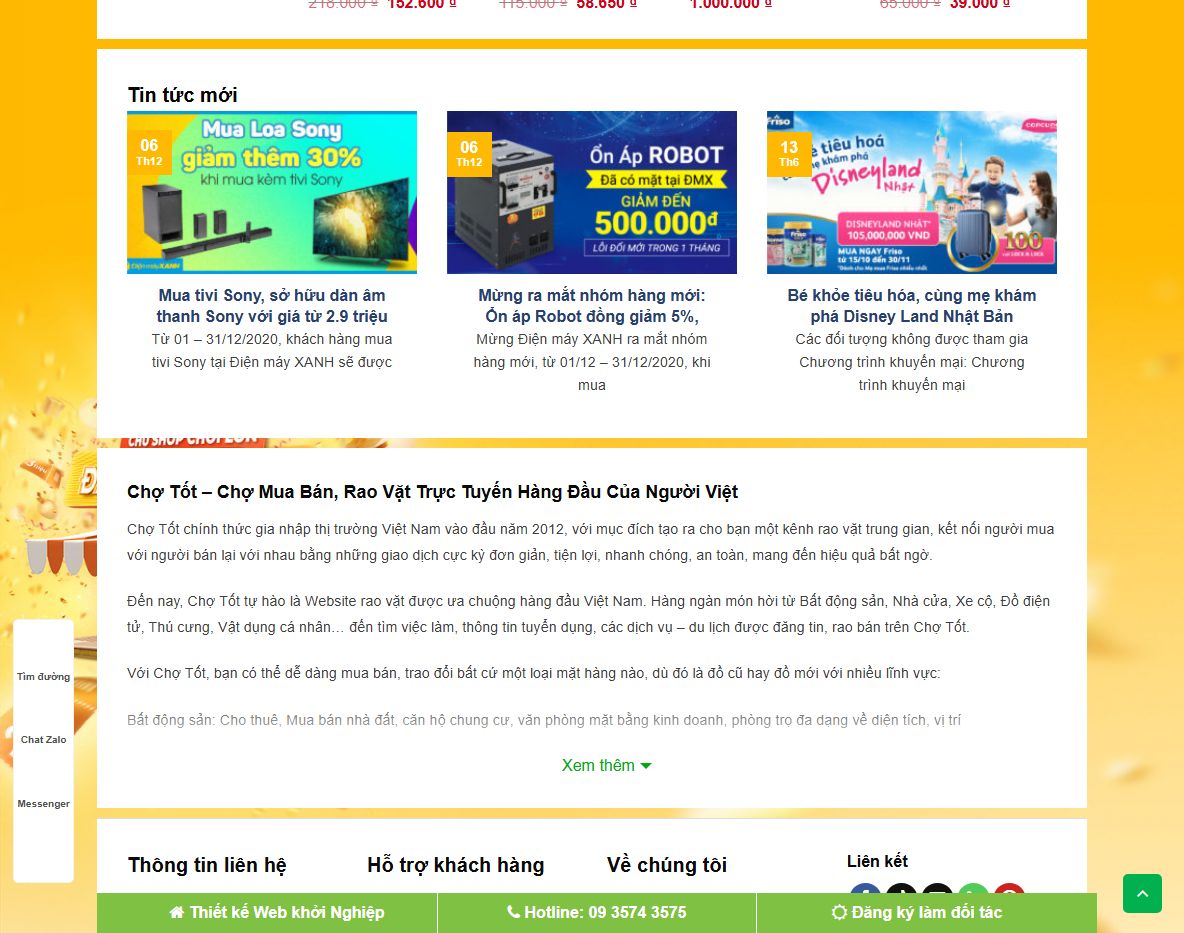 Tính năng Theme WordPress Chợ Tốt