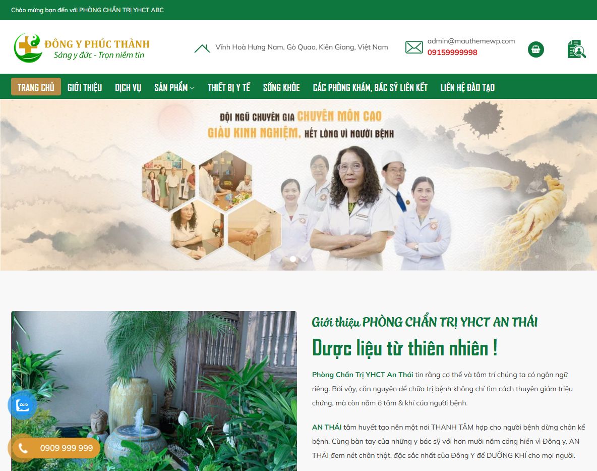 Giao diện theme wordpress đông y