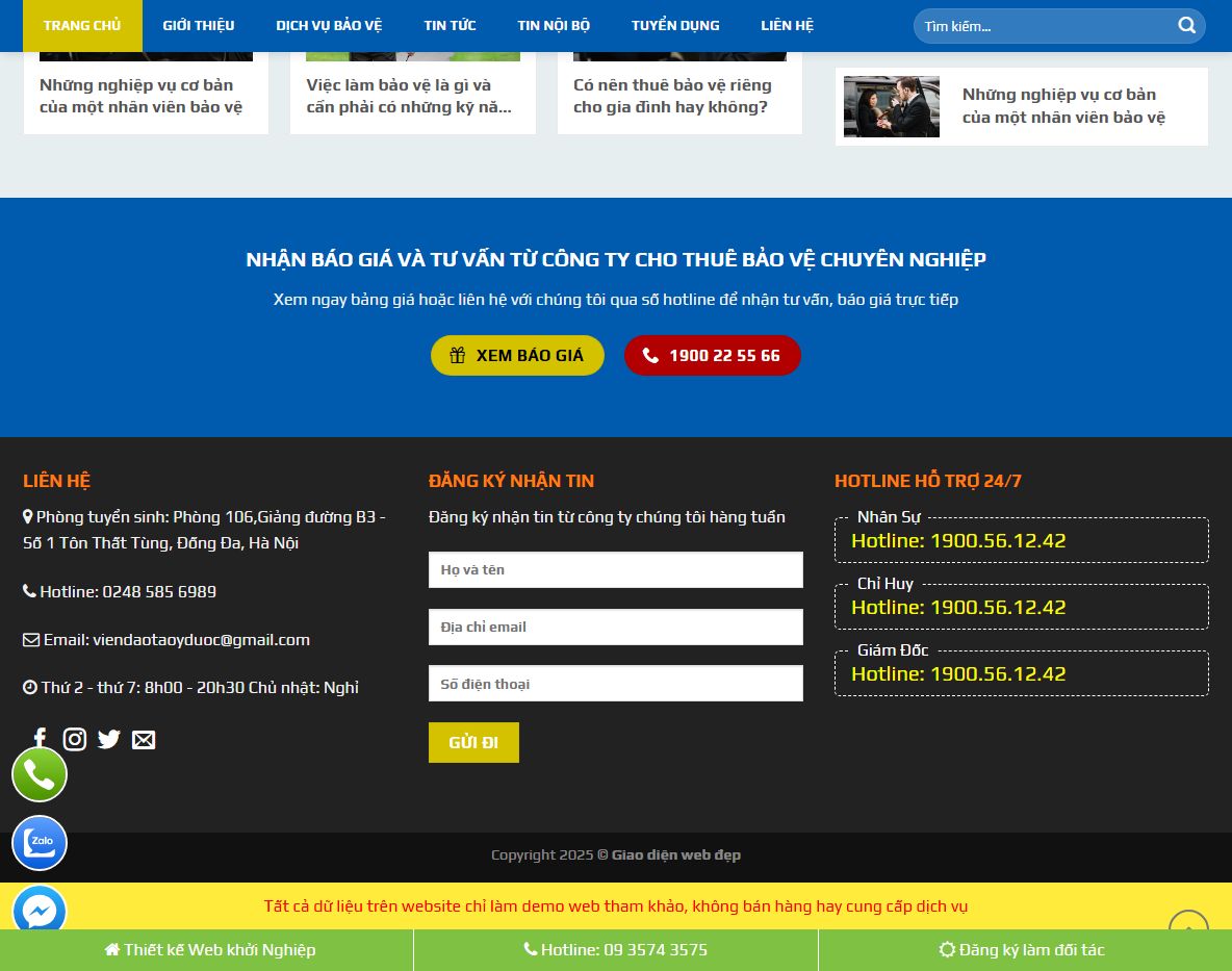 Tính năng Theme WordPress công ty bảo vệ 02