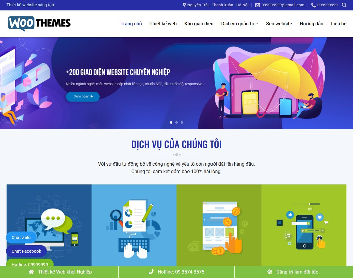 Giao diện trang chủ Theme WordPress công ty thiết kế web 05