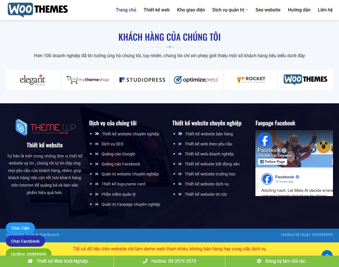 Tính năng portfolio của Theme WordPress công ty thiết kế web