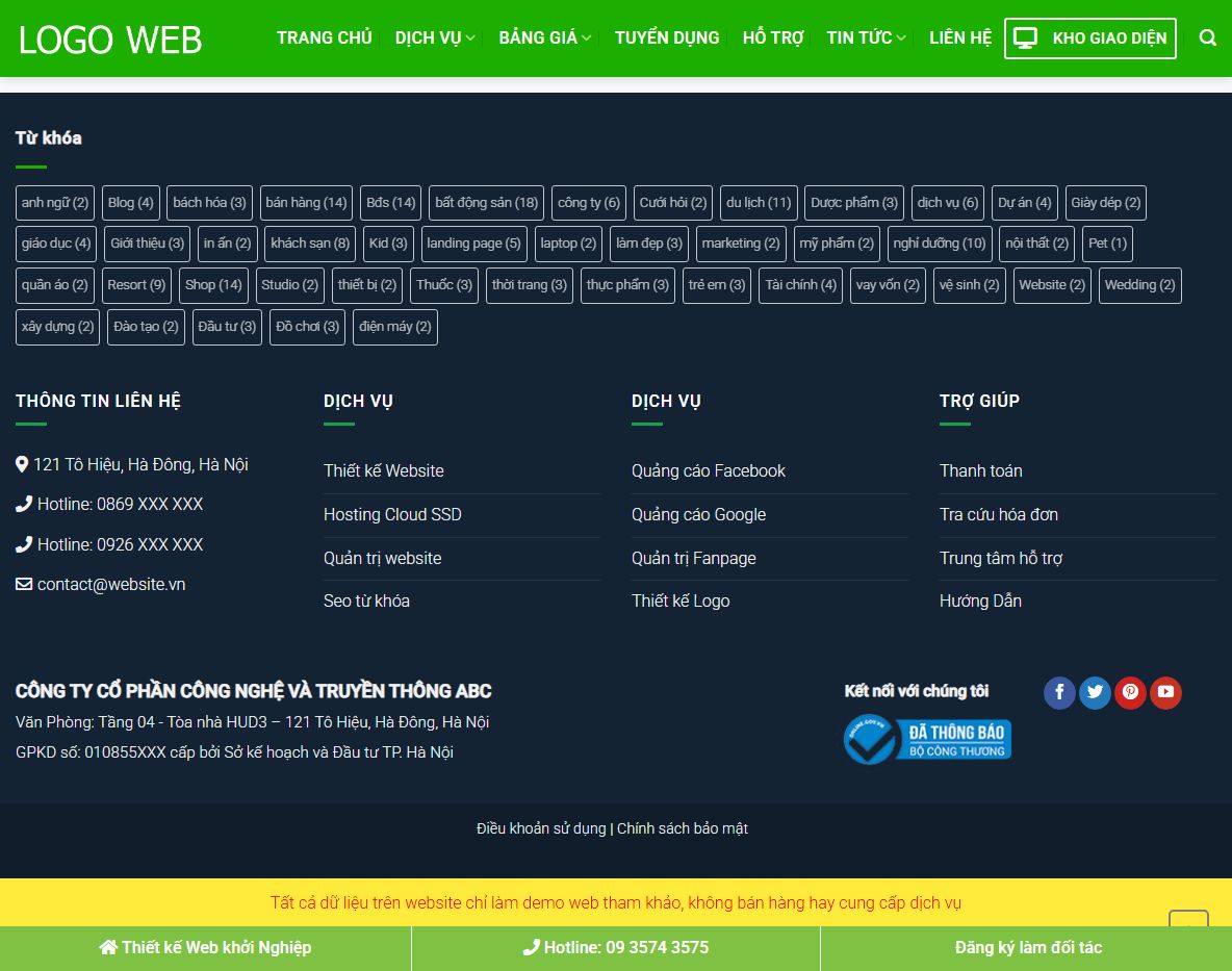 Tính năng portfolio của Theme wordpress công ty thiết kế web 07