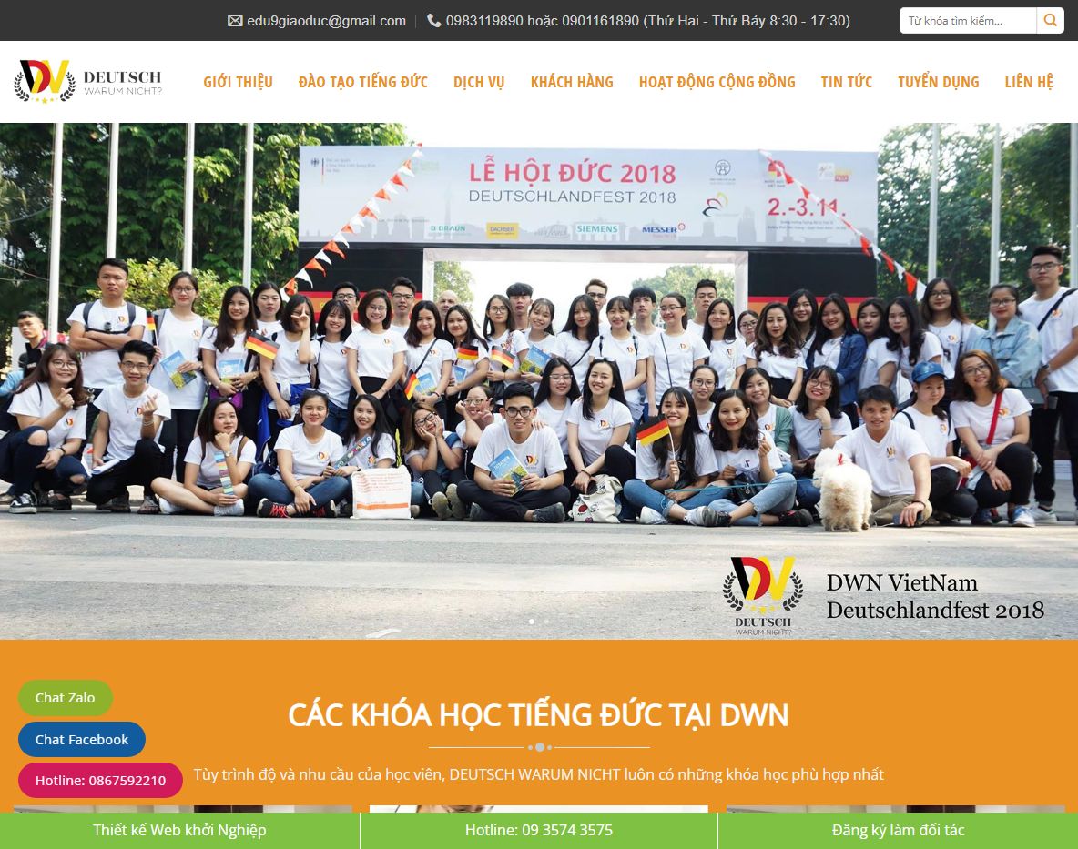 Theme WordPress đào tạo tiếng Đức chuyên nghiệp