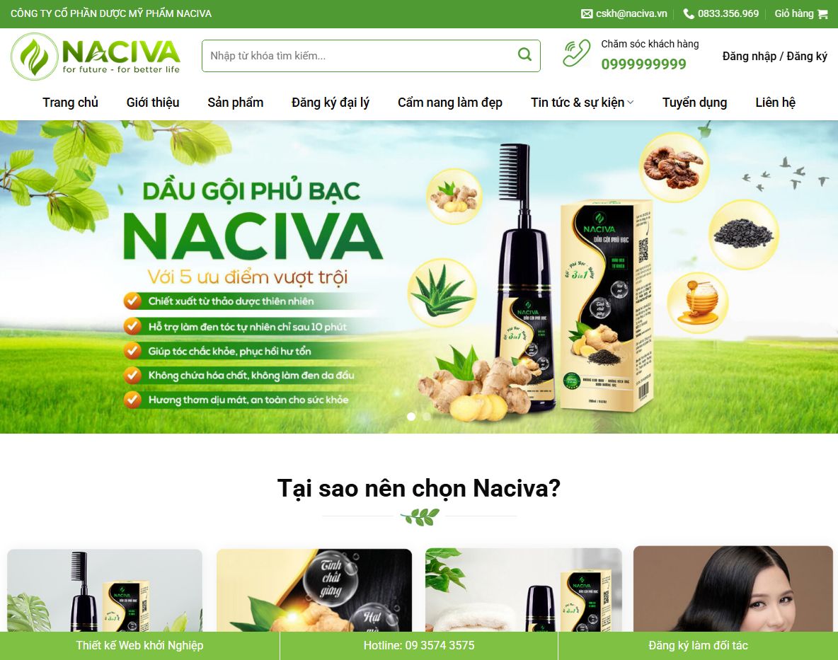 Giao diện theme wordpress dầu gội đầu mỹ phẩm