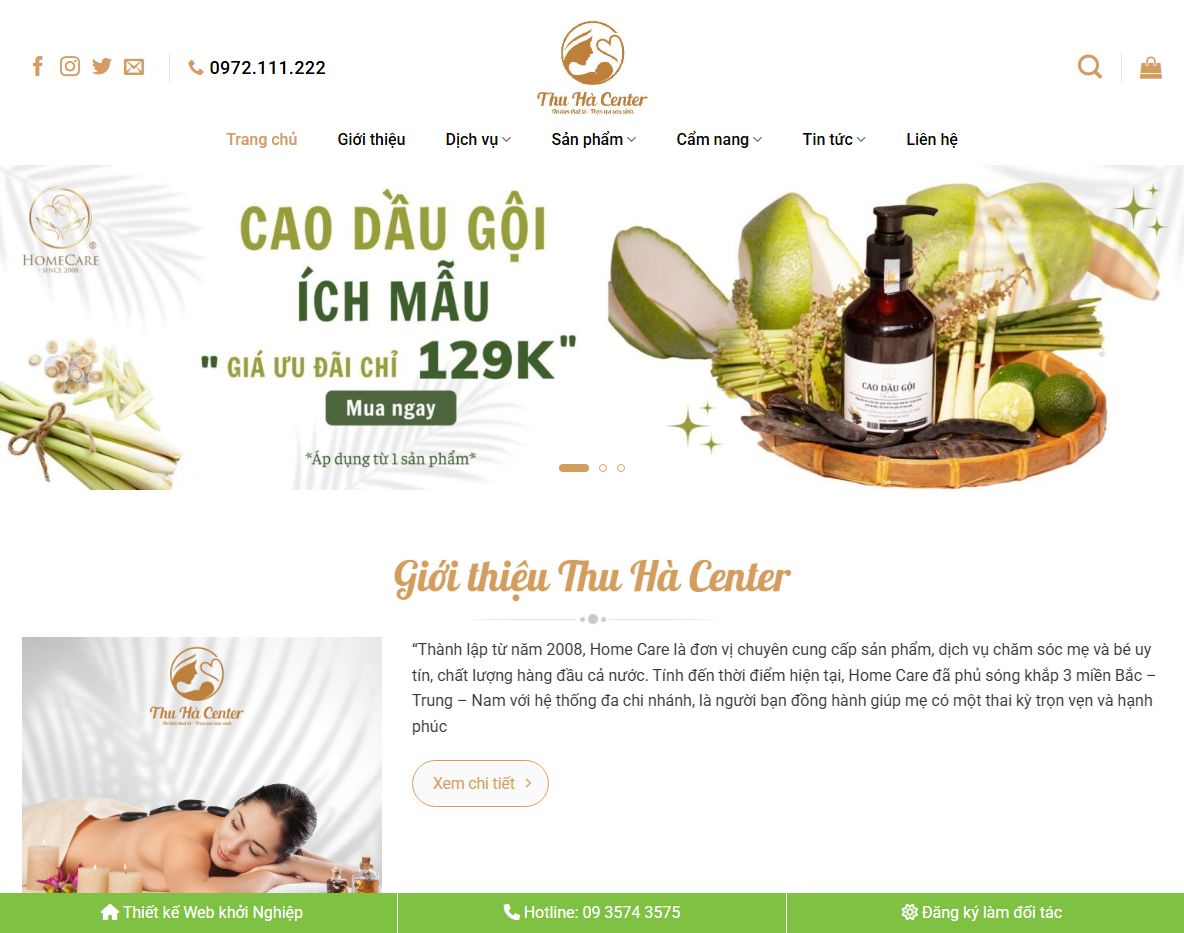 Giao diện trang chủ Theme WordPress BabyCare