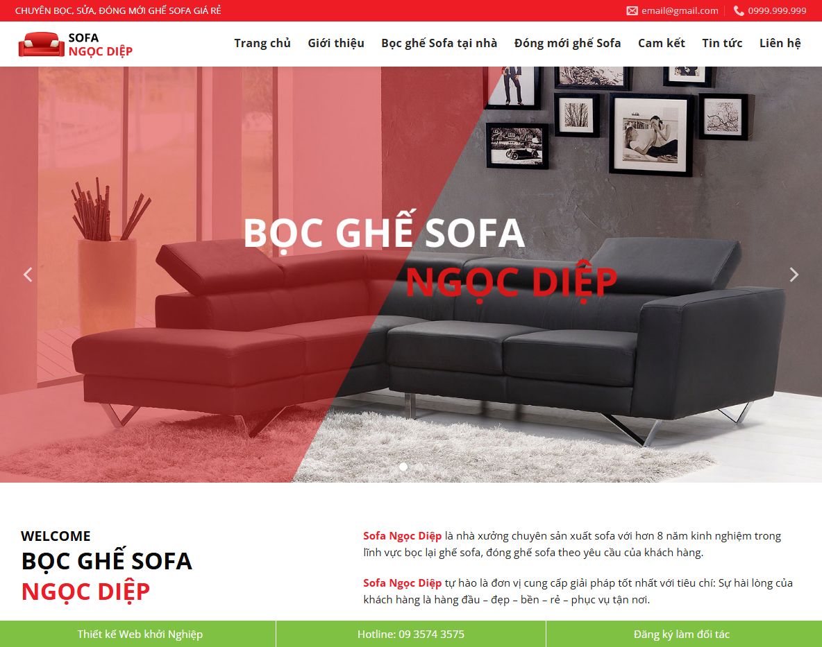 Giao diện theme wordpress bọc ghế nệm