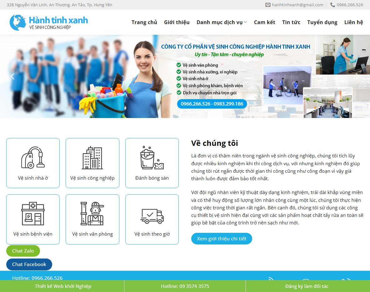 Giao diện theme wordpress dịch vụ dọn vệ sinh