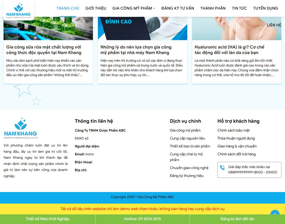 Tính năng theme wordpress gia công mỹ phẩm
