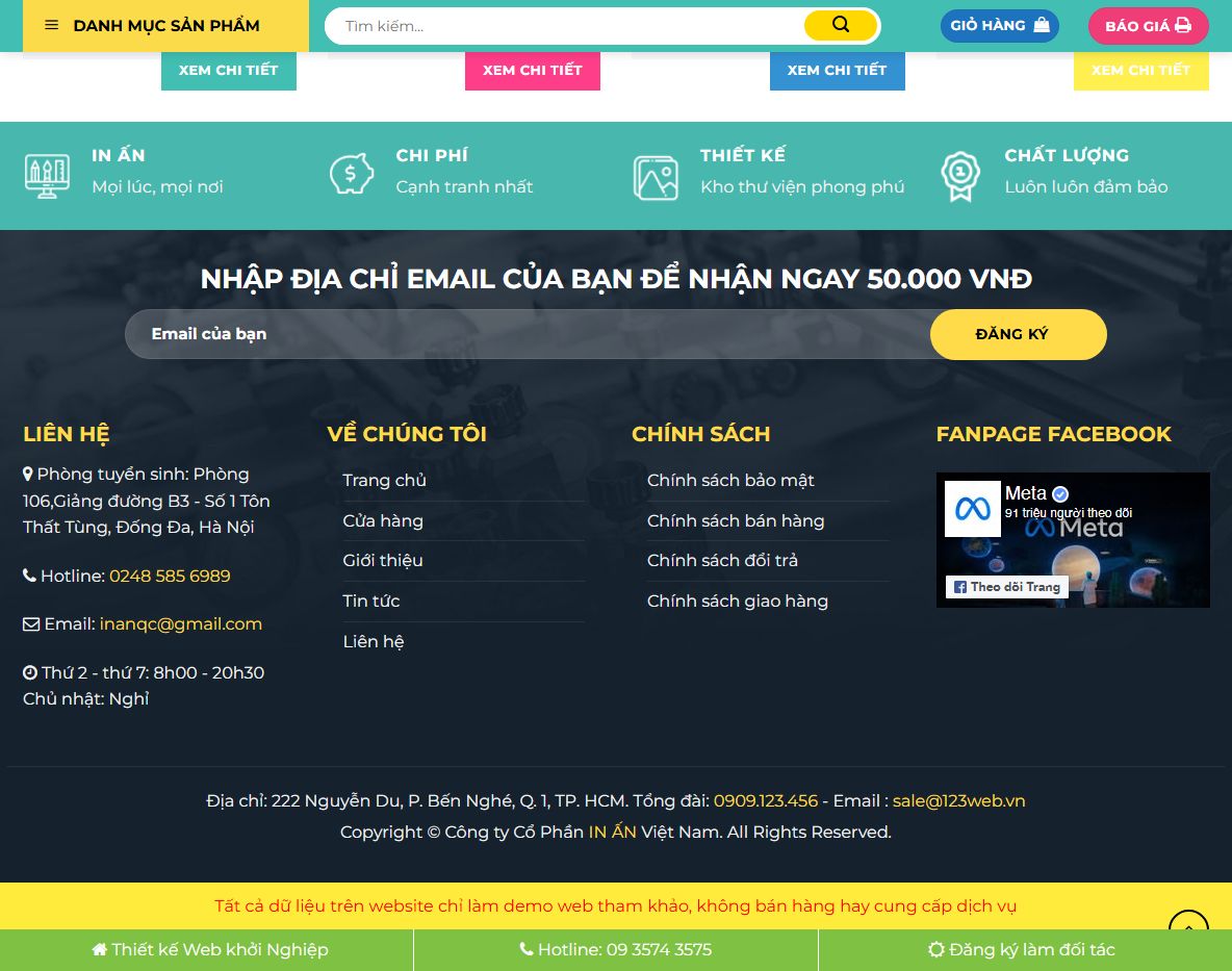 Tính năng Theme WordPress dịch vụ in ấn 01