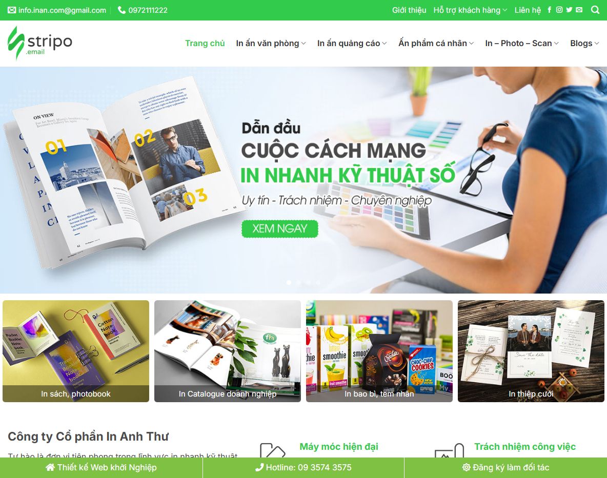Giao diện theme wordpress dịch vụ in ấn quảng cáo