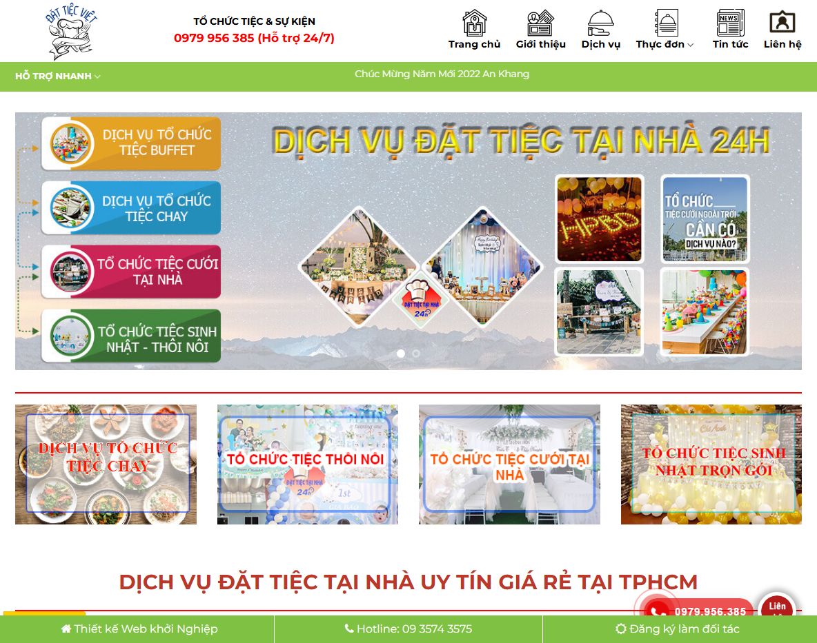 Giao diện theme wordpress dịch vụ nấu ăn