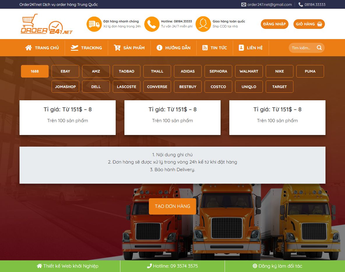 Theme wordpress dịch vụ order hàng Trung Quốc