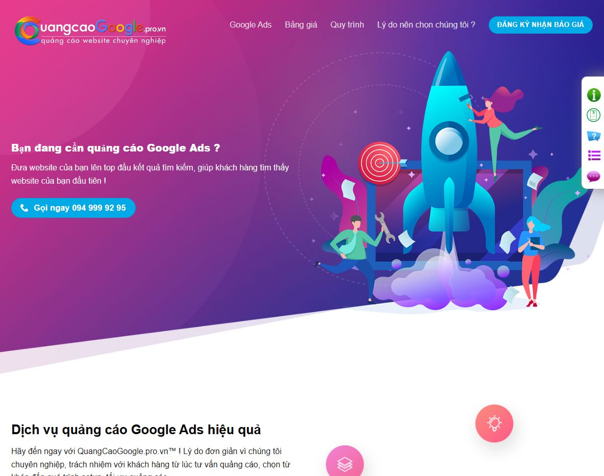 Theme WordPress dịch vụ quảng cáo Google Ads hiện đại