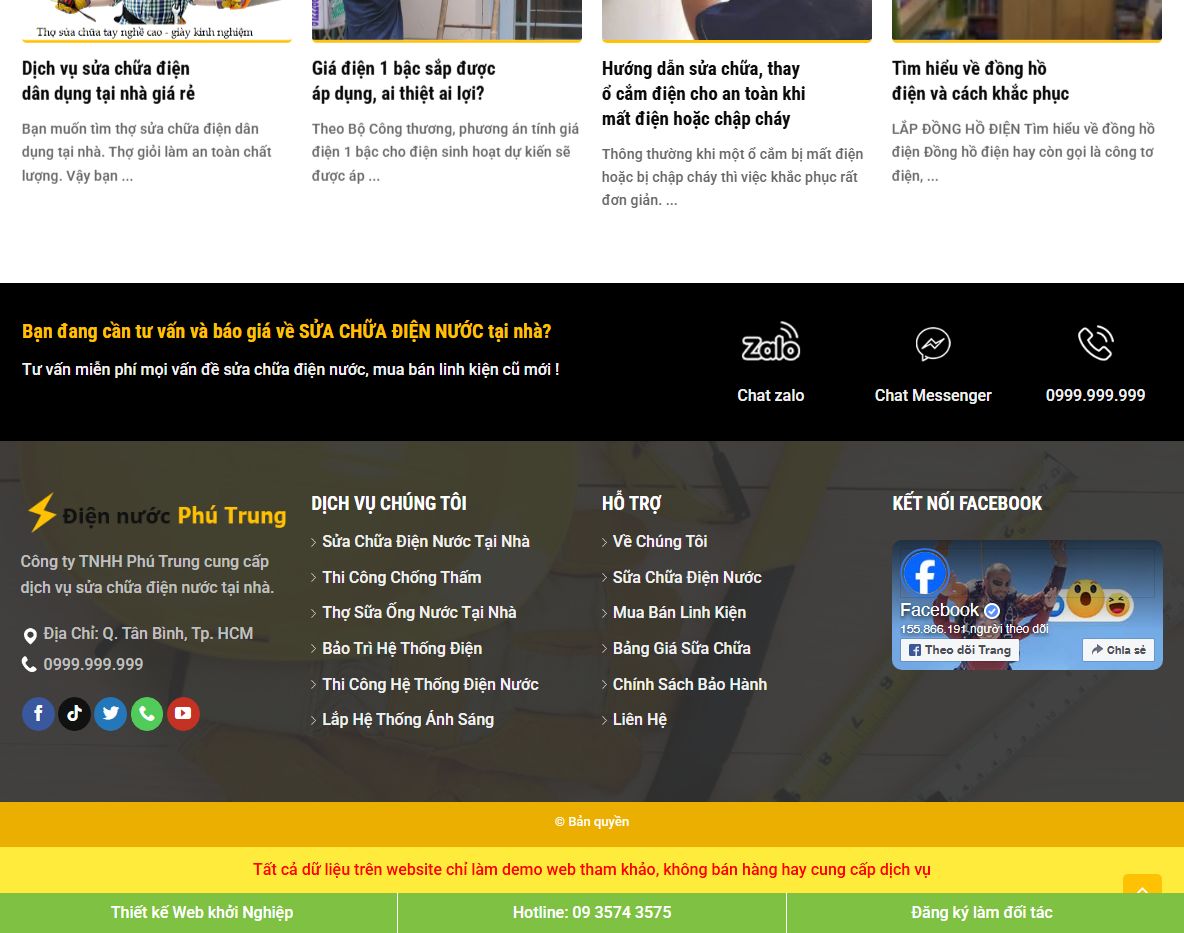 Tính năng theme wordpress điện nước