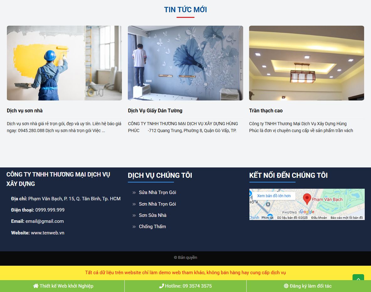 Tính năng theme wordpress sửa chữa nhà